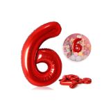 MFM 6 Yaş Kırmızı Rakam Folyo Balon 100 Cm