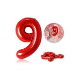 MFM 9 Yaş Rakam Kırmızı Folyo Balon 100 Cm
