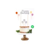 MFM Happy Birthday Pasta Üstü Balon Şekli Kürdan Seti Gri