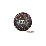 MFM Happy Birthday Siyah Folyo Balon Yuvarlak