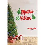 MFM Mutlu Yıllar Çam Ağaçlı Simli Eva Yazı