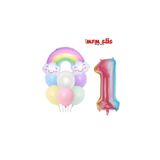 MFM Parti 1 Yaş Rakam Rengarenk Folyo Balon Doğum Günü Seti