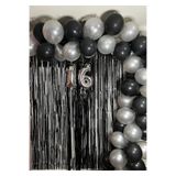 MFM Parti 16 Yaş Rakam Gümüş Folyo Zincir Balon Seti