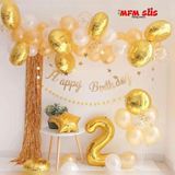 Mfm Parti 2 Yaş Rakam Gold Folyo Balon Doğum Günü Seti