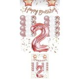 Mfm parti 2 yaş rakam rose folyo balon doğum günü seti
