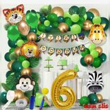 Mfm Parti 6 Yaş 100 Cm Büyük Boy Safari Temalı Folyo Lüks Zincir Balon Seti