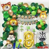 Mfm Parti 8 Yaş 100 Cm Büyük Boy Safari Temalı Folyo Lüks Zincir Balon Seti