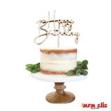 Mfm Parti Happy Birthday Ahşap Pasta Üstü Süs