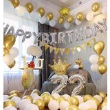 Mfm Parti Happy Birthday Gümüş Folyo Balon Doğum Günü Seti