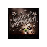 MFM Parti Happy Birthday Gümüş Folyo Balon Doğum Günü Süsü