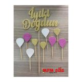 MFM Parti Iyiki Doğdun Eva Gold Pasta Üstü Kürdan