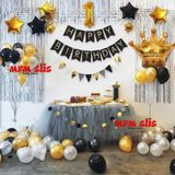 Mfm Parti Kral Taçlı 1 Yaş Rakam Gold Folyo Balon Doğum Günü Seti