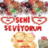 Mfm Parti Seni Seviyorum Folyo Balon Aşk Sürpriz Seti - Kırmızı