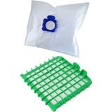 MFS Rowenta RO 4321 X-trem Power ile Uyumlu 5 Adet Toz Torbası ve HEPA Filtre Seti, Mavi