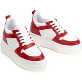 MFT Ayakkabı Kadın Kırmızı Beyaz Yüksek Taban Sneaker Spor Ayakkabı Rahat Günlük Ayakkabı - Beyaz - Kırmızı