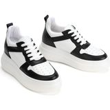 MFT Ayakkabı Kadın Siyah Beyaz Yüksek Taban Sneaker Spor Ayakkabı Rahat Günlük Ayakkabı - Beyaz - Siyah