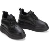 MFT Ayakkabı Kadın Siyah Yüksek Taban Sneaker Spor Ayakkabı Rahat Günlük Ayakkabı