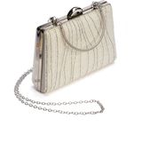 MFT Ayakkabı Kadın Taşlı Abiye Portföy Clutch Zincir Askılı Çanta Beyaz