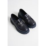 MFT Ayakkabı MFT Kadın Loafer Ayakkabı Suni Deri Lacivert Slip-on Tabanlı Günlük Kullanım İçin Rahat