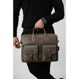 Mft Leather Hakiki Deri Laptop El Çantası | Loreen 2230 - Tiguan Gri