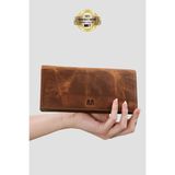 Mft Leather Hakiki Deri Unisex Telefon Bölmeli Cüzdan | Golden 3367 - Taba