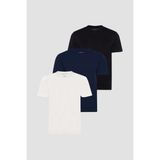 MFY Online Erkek %100 Pamuk Normal Kesim Bisiklet Yaka Kısa Kollu Tişört 3'lü Paket - Çok Renkli - 2XL