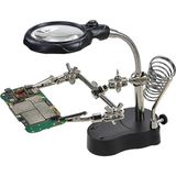 MG-16126 Büyüteçli Lehimleme Standı – LED Işıklı, 3.5x ve 12X Mercek, Ayarlanabilir Kelepçeli
