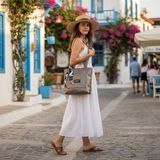 Mg Concept Kadın Omuz Çantası 36X37 cm Büyük Boy Tote Çanta Günlük Kullanım Geniş Hacimli Şık Kol Çantası - Kahve