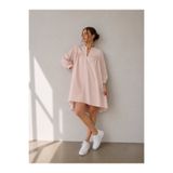 MG GİYİM STORE Kadın Rahat Kesim V Yaka Dökümlü Elbise - Günlük Şık Salaş Elbise