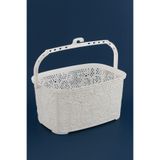 MG HOME 1 Adet KREM Mandal Sepet Krem Renk Plastik Mandal Sepeti 220 x 150 x 125 Kalınlık 3 Mm