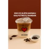 MG HOME 14 Adet KALP ETİKETLİ 350 Cc Plastik Bardak Klipsli Limonata Soğuk Kahve Kapaklı Milkshake