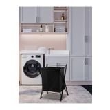 MG HOME 50 x 40 cm Metal Paslanmaz Kirli Çamaşır Sepeti Çok Amaçlı Sepet Siyah