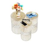 MG HOME Tasarım Sehpa 3.lü Takım Metal Sehpa 35 Cm - 30 Cm - 25 Cm Yükseklik 48 Cm El Emeği Yaldız Boya Dekoratif Sehpa Takımı Modern Salonların Tamamlayıcısı