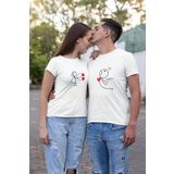 MG MIKNATIS KALP BASKILI SEVGİLİ SETİ BİSİKLET YAKA PAMUKLU OVERSIZE KALIP T-SHIRT(1 KADIN+1 ERKEK)