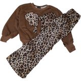 MG Mini Giyim Ispanyol Paça Leopar Takım Kız Çocuk - Kahverengi - 9 - 10 Yaş