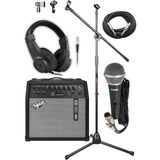 Mga-50-Pak Elektro Gitar Amfisi 50 Watt USB Bluetooth Şarjlı 4 Girişli (Mikrofon Kulaklık Stand