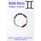 MGA DOĞAL TAŞ İkizler Burcu Bilekliği ( Sitrin Taşı, Kaplan Gözü Taşı, Akuamarin Taşı, Kristal Kuvars Taşı, Akik)
