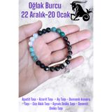 MGA DOĞAL TAŞ Oğlak Burcu Bileklik Apatit-Azurit-Aytaşı-Dumanlı Kuvars-Göz akik Taşı-Akik Taşı-Desenli Oniks Taşı
