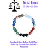 MGA DOĞAL TAŞ Terazi Burcu Bilekliği Lapis Lazulli, Ay Taşı, Sodalit, Unakit, Kırmızı yeşil Akik, Turmalin Taşı
