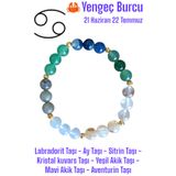 MGA DOĞAL TAŞ Yengeç Burcu Bilekliği (Labradorit Taşı, Ay Taşı, Sitrin Taşı, Kristal Kuvars Taşı, Aventurin, Akik)