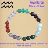Mga Doğaltaş Kova Burcu Bilekliği (Ay Taşı, Ametist, Akuamarin Taşı, Lal Taşı, Aventurin, Kristal Kuvars, Yeşim) - 17-18
