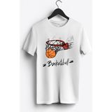 MGAX Basketbol Basketball Pota Baskılı Regular Sıfır Yaka %100 Pamuk Unisex Penye T-Shirt - Beyaz - 3XL