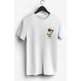 MGAX Sevimli Ayı Dalgıç Şnorkelle Dalmaya Arma Baskılı Regular Sıfır Yaka %100 Pamuk Unisex Penye T-Shirt - Beyaz - 3XL