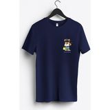 MGAX Sevimli Ayı Dalgıç Şnorkelle Dalmaya Arma Baskılı Regular Sıfır Yaka %100 Pamuk Unisex Penye T-Shirt - Lacivert