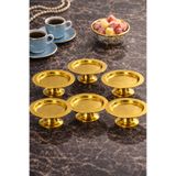 MGEStore 6'lı Gold Dekoratif Lokumluk Kahve Metal Sunumluk Şekerlik Makaronluk 6 Adet