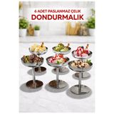 MGEStore 6'lı Paslanmaz Çelik Dondurma Kasesi Ayaklı Sunum Kupası Tatlı Meyve Kasesi Seti