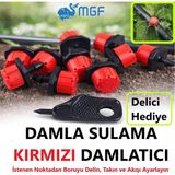 Mgf Plast (100 Ad.) Debi Ayarlı Hat Üstü Damlatıcı Meme 0 - 70 Lt Saat Kırmızı - 100 Adet