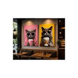 Mgi Design 2’li Kedi Kanvas Tablo Seti – Gözlüklü Ve Kahveli Eğlenceli Tasarım, Modern Kafe Duvar Dekoru, Premium Tablo | Modern Duvar Dekoru | Salon, Yatak Odası Ve Ofis İçin | Sanatsal Ev Dekorasyonu