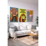 Mgi Design 3’lü Pop Art Kanvas Tablo Seti – Motivasyon Yazılı Modern Duvar Dekoru, Premium Baskı Salon, Ofis