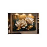 Mgi Design Altın Detaylı Beyaz Çiçek Kanvas Tablo – Lüks Modern Floral Duvar Dekoru | Salon, Antre, Koridor, Ofis Ve Otel Dekorasyonu | Modern Duvar Dekoru | Salon, Yatak Odası Ve Ofis İçin | Sanatsal Ev Dekoras